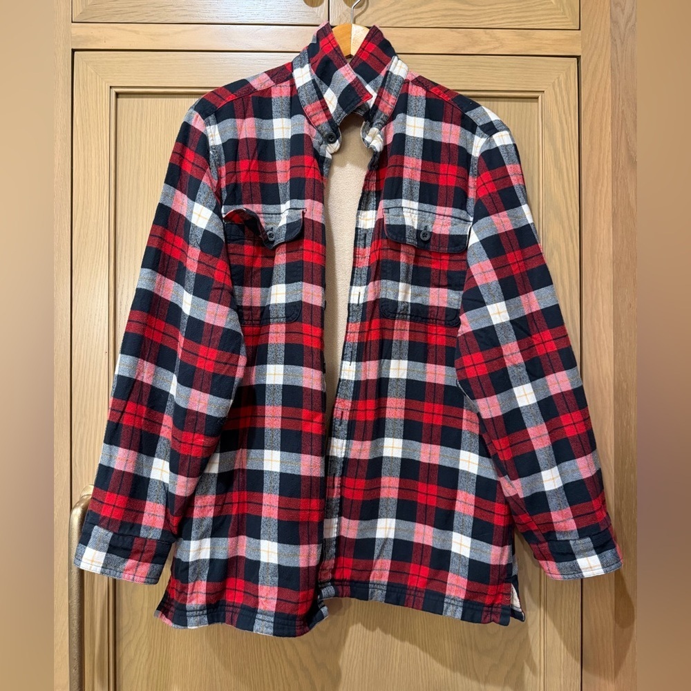 Vintage 90's L.L. Bean Cotton Plaid Shacket Fleece Lined Button Up / M-Reg